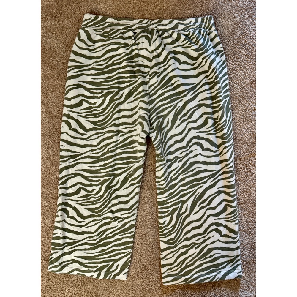 Weekends by Chicos Zebra Print Cropped Jogger Pants Women Size 2